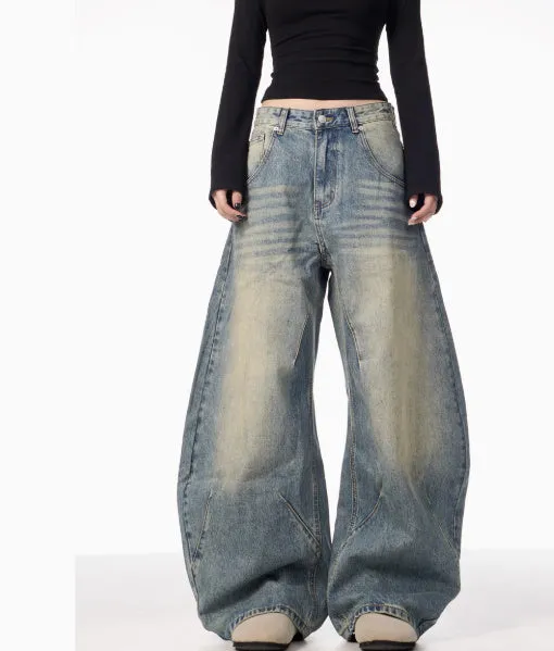 American Retro Loose Wide-leg Jeans For Women