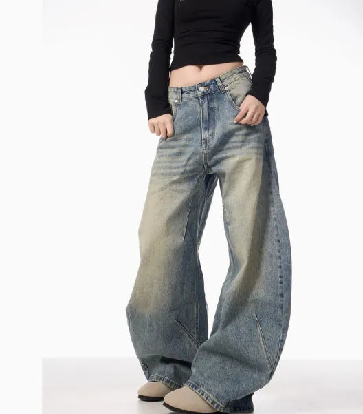 American Retro Loose Wide-leg Jeans For Women