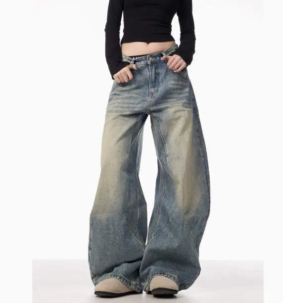 American Retro Loose Wide-leg Jeans For Women