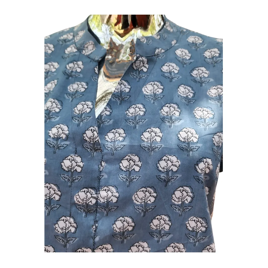 Amita Dress - Blue / White Flowers