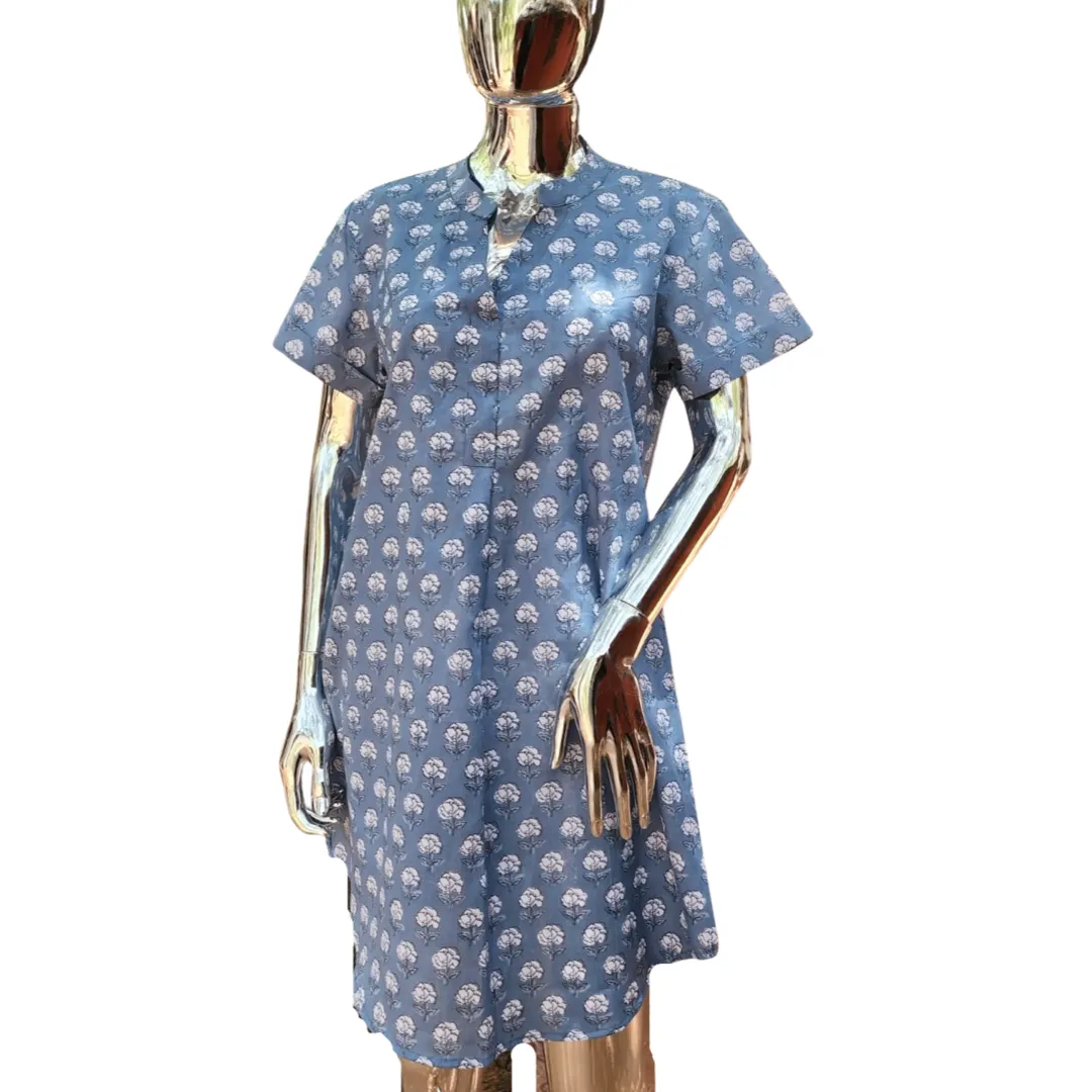 Amita Dress - Blue / White Flowers