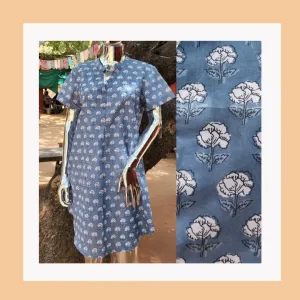 Amita Dress - Blue / White Flowers