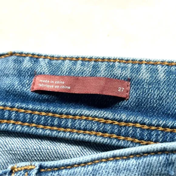 Anthropologie Slim Boyfriend Crop Embroidered Denim Boho 70s Western Jeans sz 27