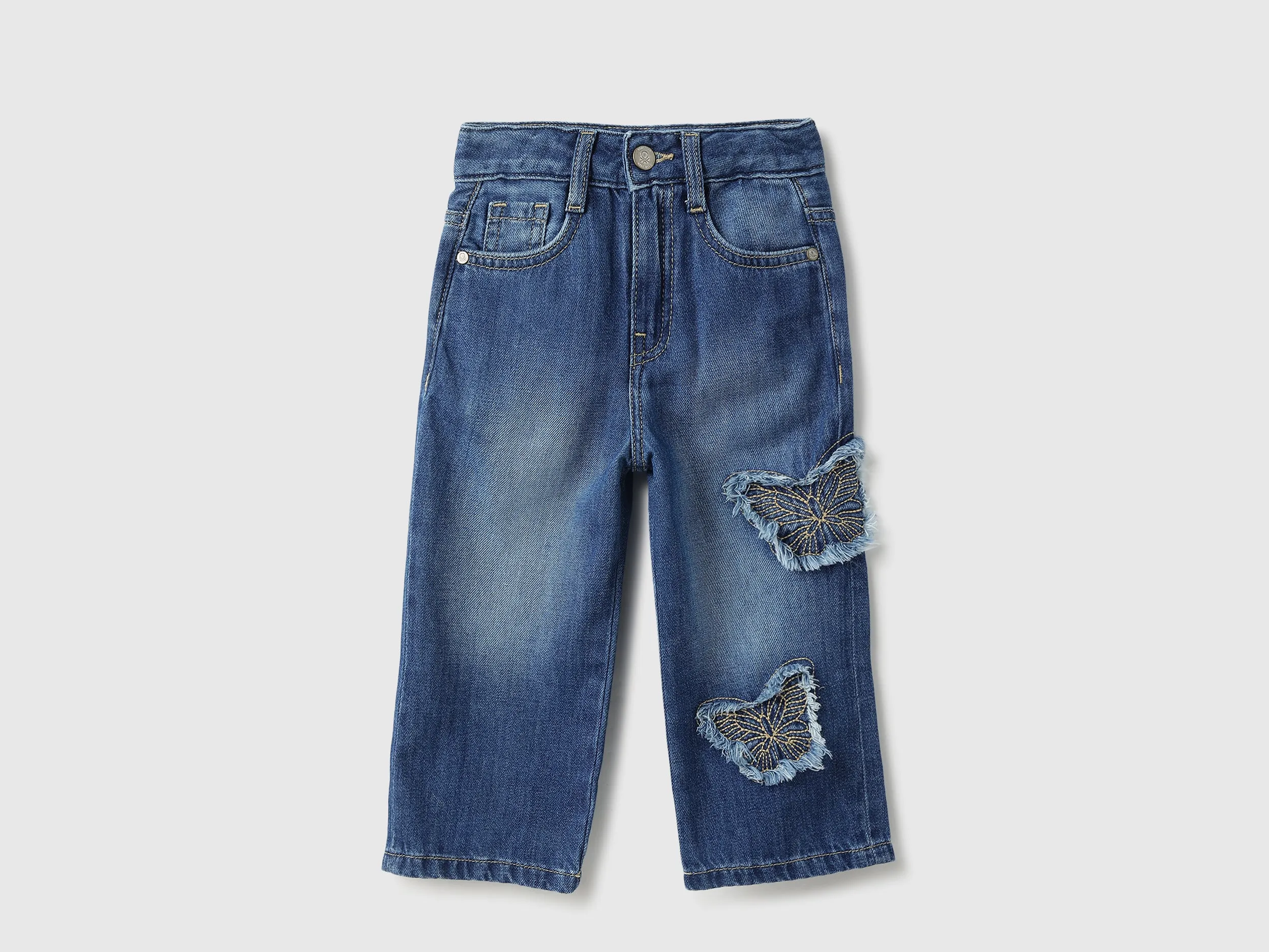 Applique Wide Leg Fit Jeans