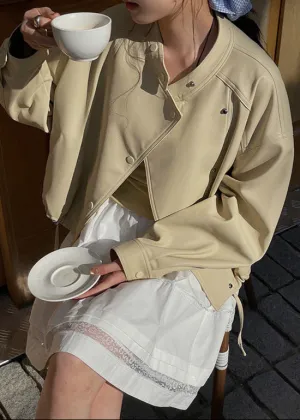 Ariette - Cropped Vegan Leather Snap Jacket