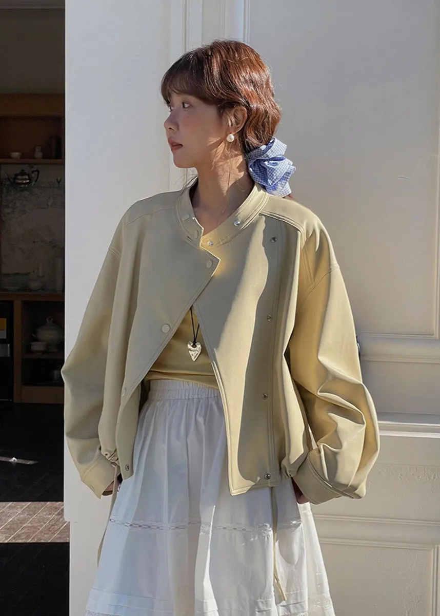 Ariette - Cropped Vegan Leather Snap Jacket