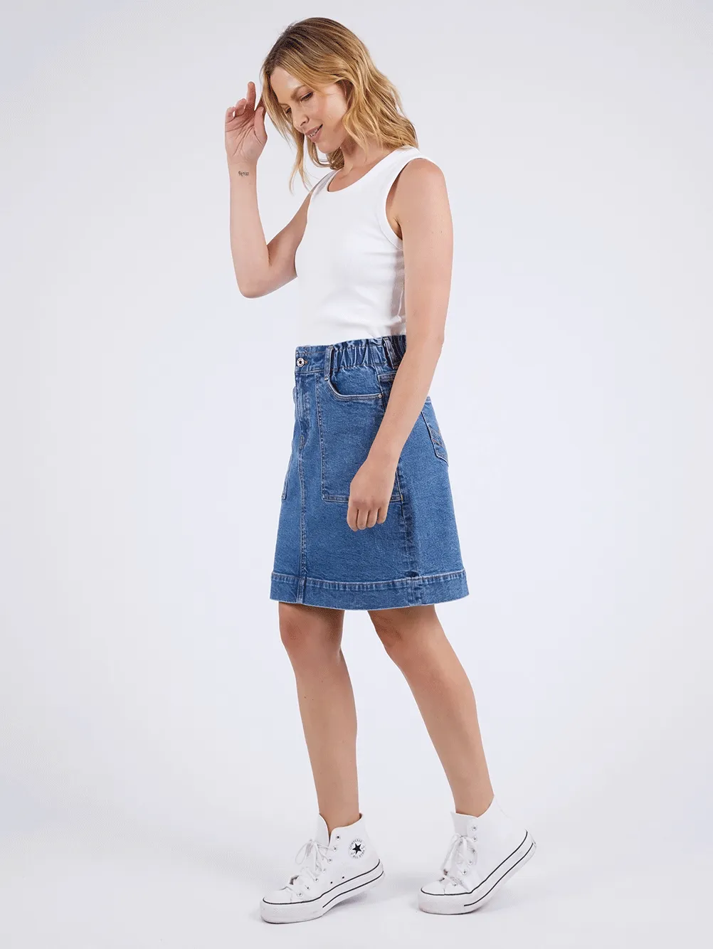Atlas Denim Skirt - DARK DENIM