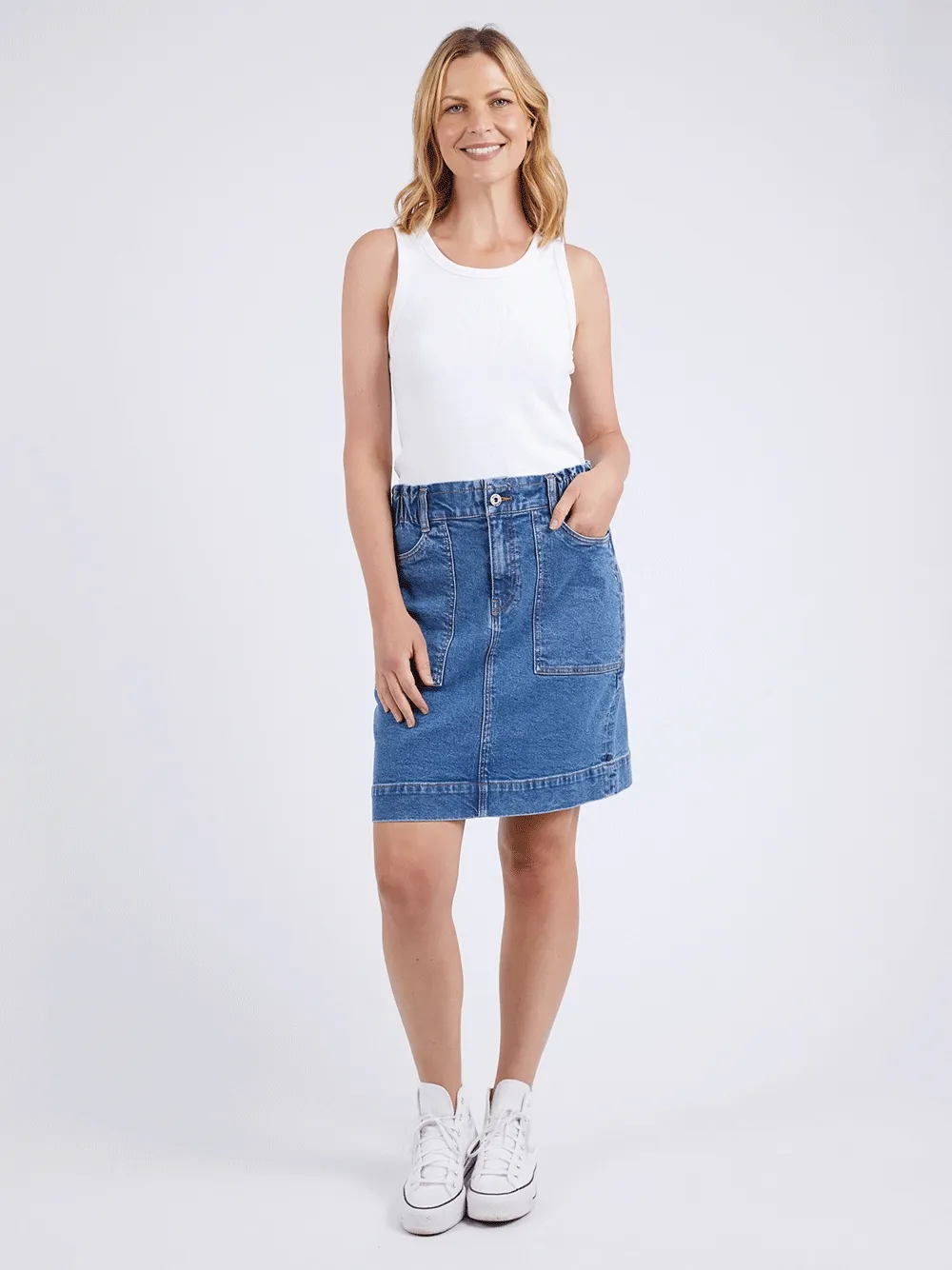 Atlas Denim Skirt - DARK DENIM