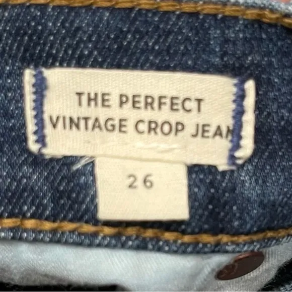 AU: Madewell The Perfect Vintage Crop Jeans Button Front High Rise Women's Sz 26