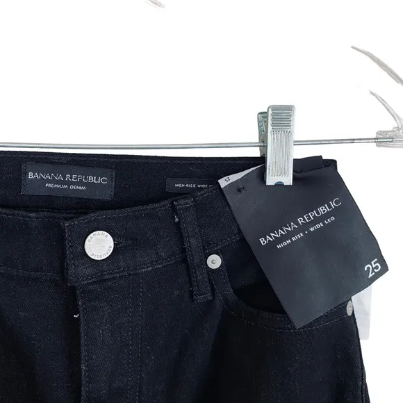 Banana Republic NWT Black High Rise Wide Leg Denim Classic Jeans Size 25