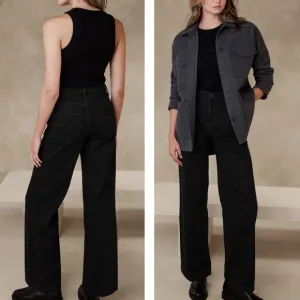 Banana Republic NWT Black High Rise Wide Leg Denim Classic Jeans Size 25