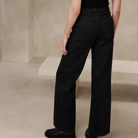 Banana Republic NWT Black High Rise Wide Leg Denim Classic Jeans Size 25
