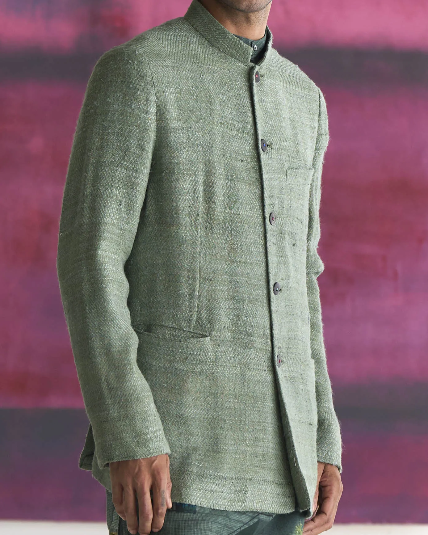 Bandhgala Eri Silk Sage