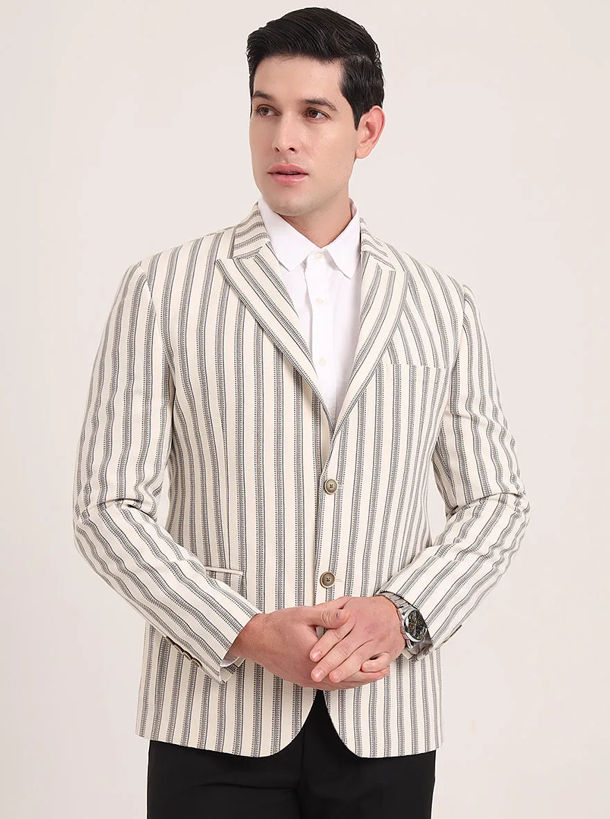 Beige Solid Regular Fit Blazer | JB Studio