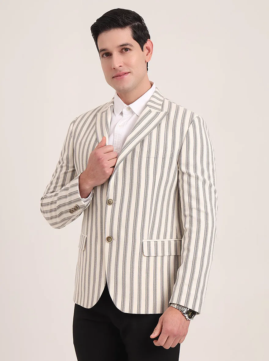Beige Solid Regular Fit Blazer | JB Studio