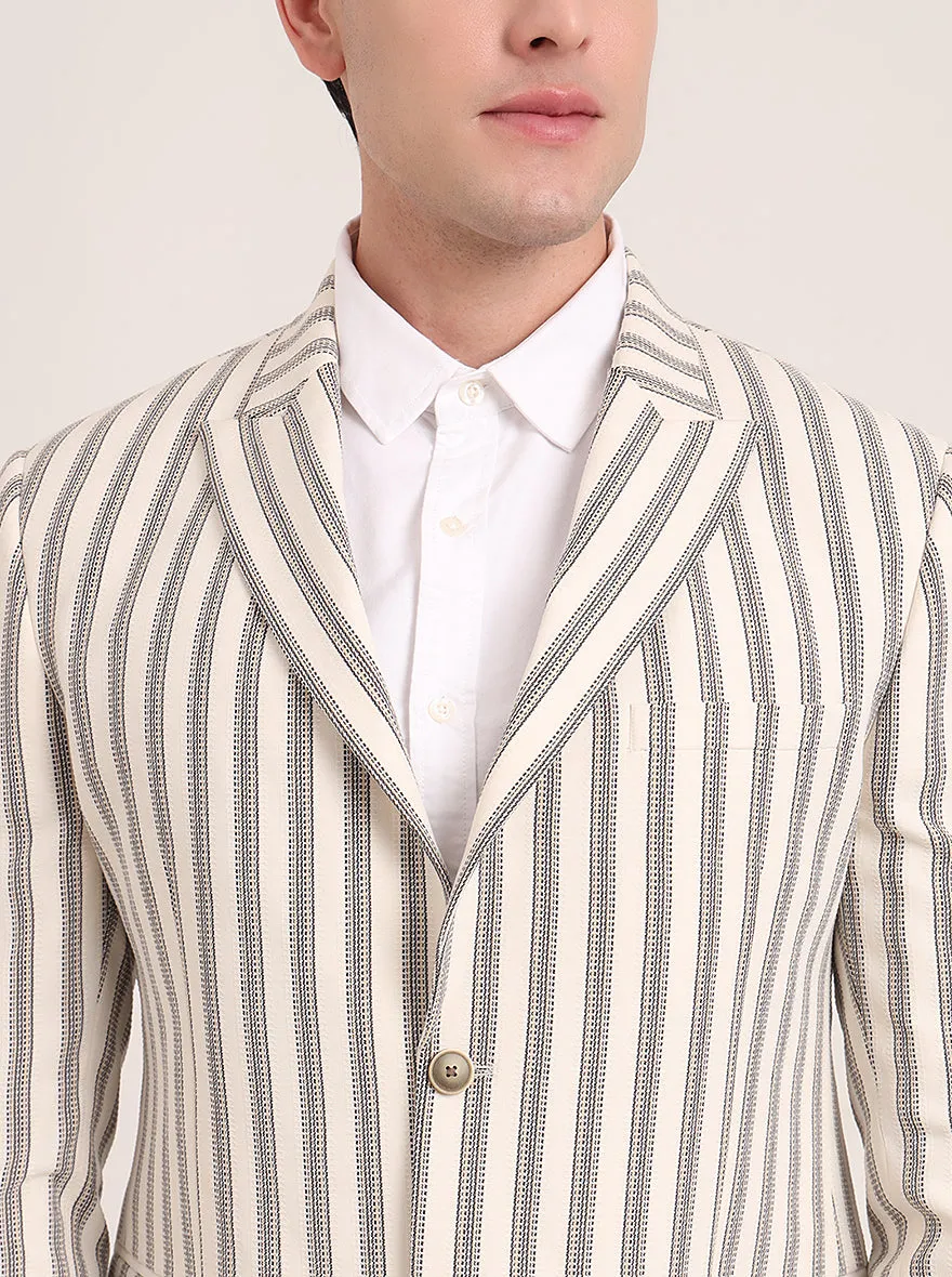 Beige Solid Regular Fit Blazer | JB Studio