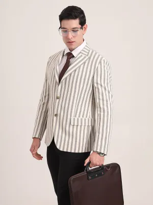 Beige Solid Regular Fit Blazer | JB Studio