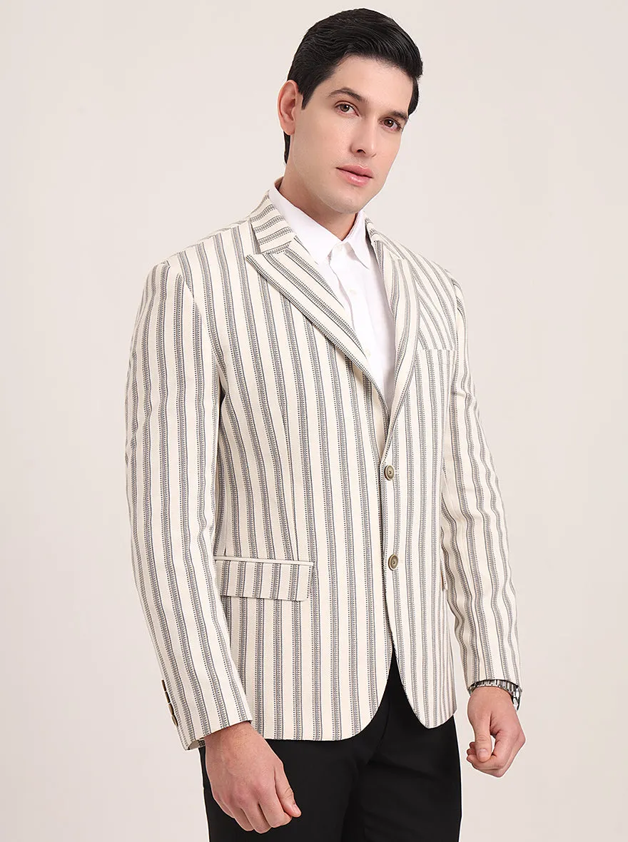 Beige Solid Regular Fit Blazer | JB Studio