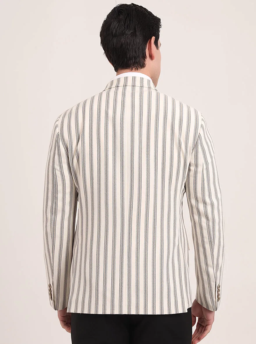 Beige Solid Regular Fit Blazer | JB Studio