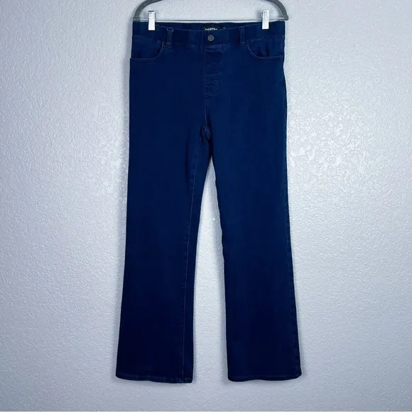 Betabrand Boot-Cut 4-Pocket Betabrand Yoga Denim, Dark Indigo L - Stretchy