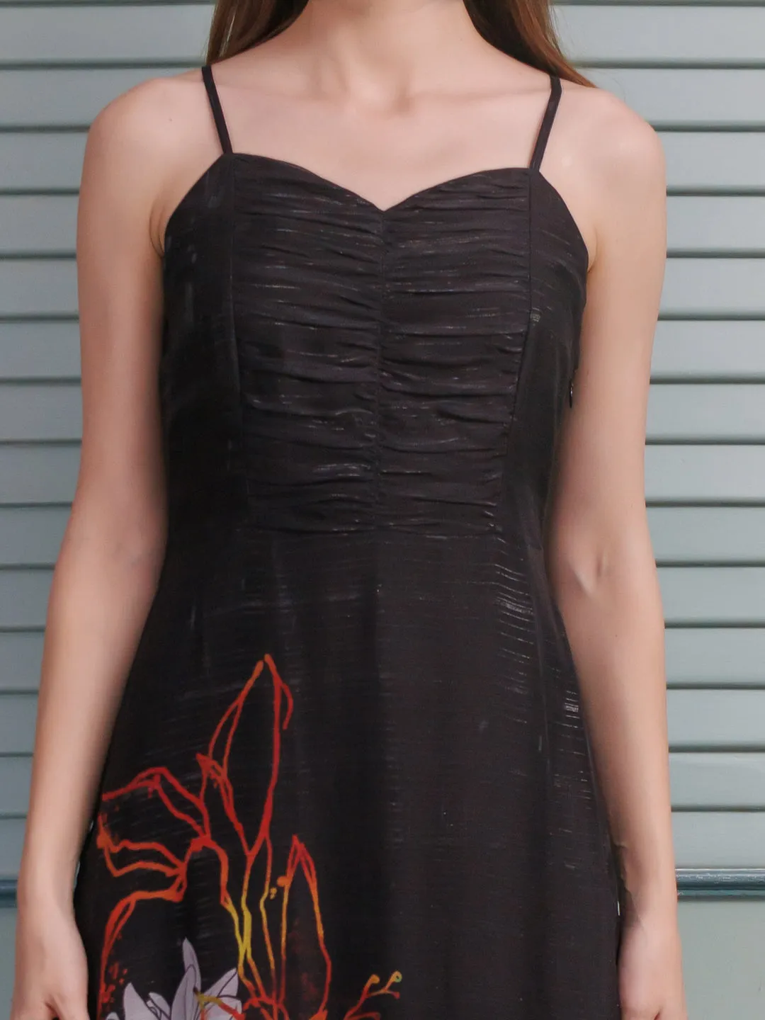 Black Floral Print Maxi Dress