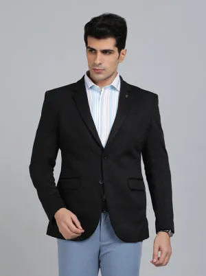 Black Solid Regular Fit Blazer | JB Studio