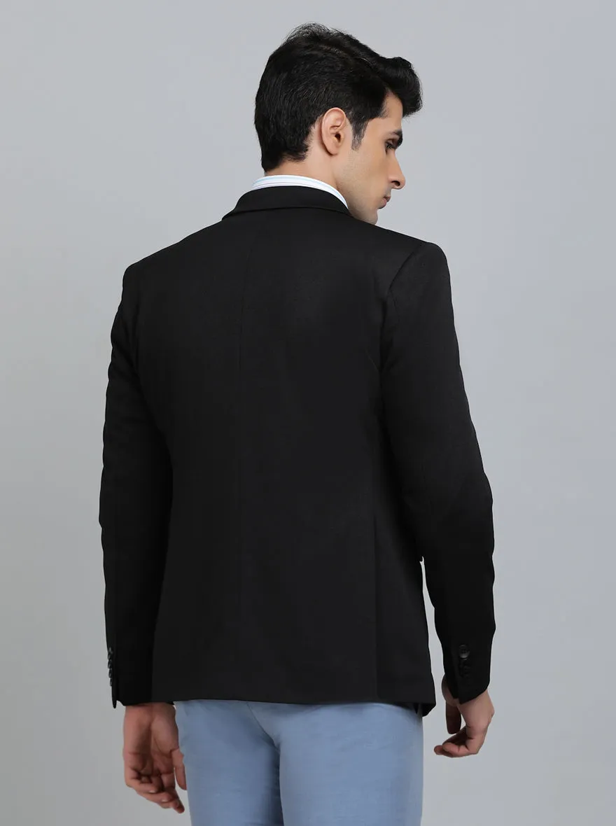 Black Solid Regular Fit Blazer | JB Studio