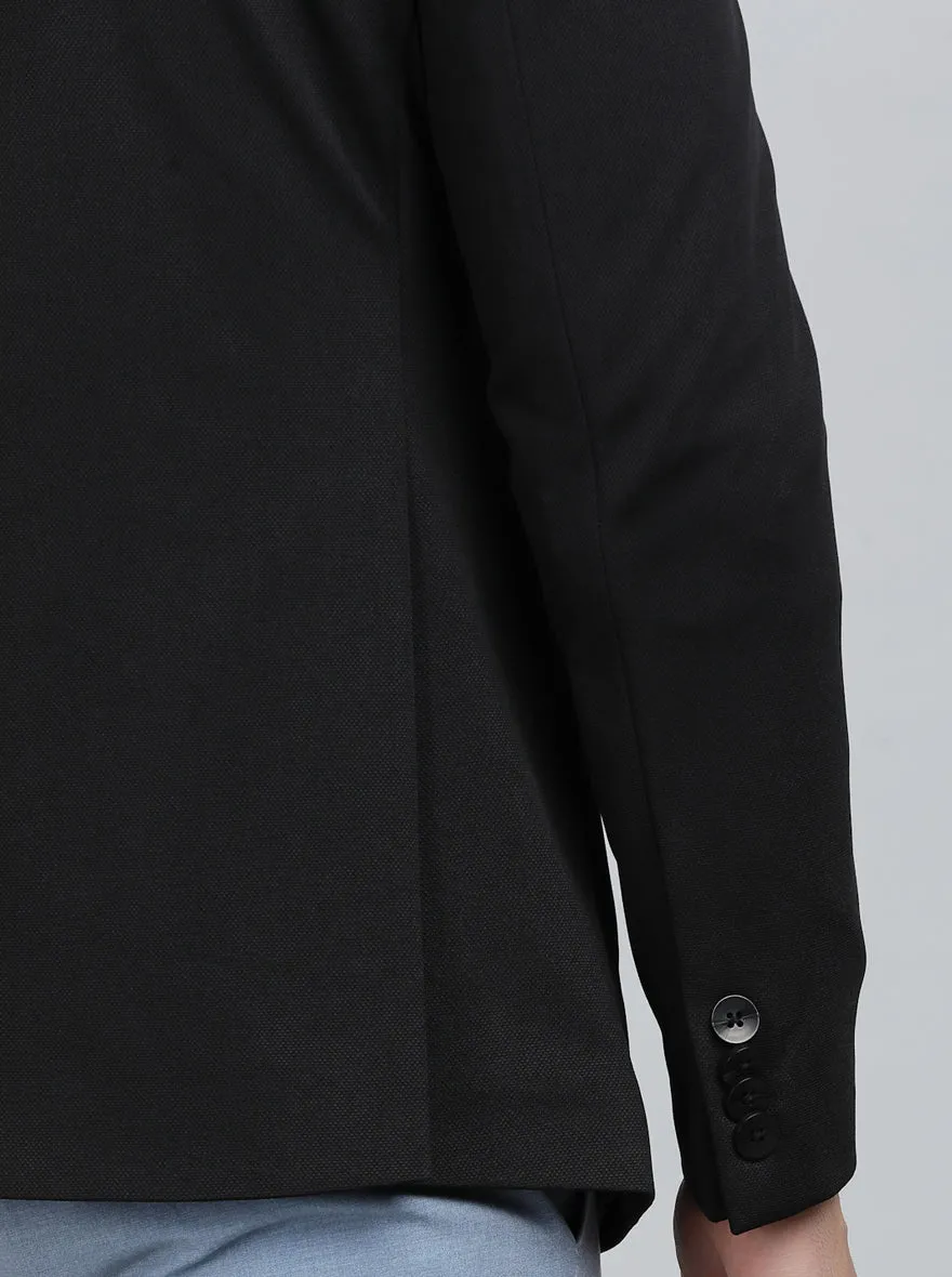 Black Solid Regular Fit Blazer | JB Studio