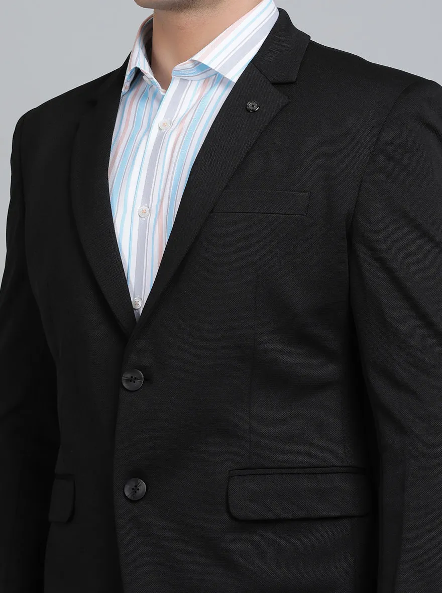 Black Solid Regular Fit Blazer | JB Studio