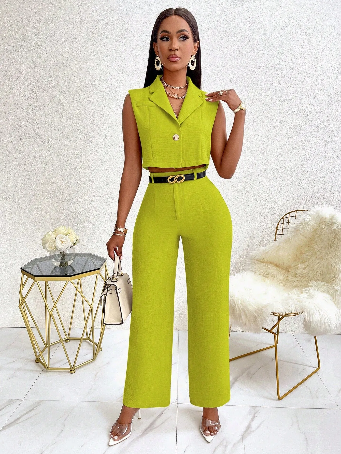 Blazer De Chaleco Envolvente Sólido