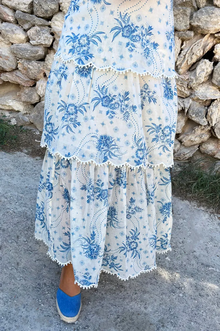 Blue Floral Peony Dress