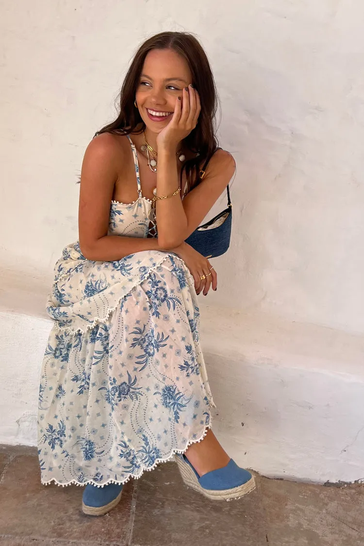 Blue Floral Peony Dress