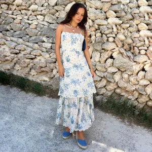 Blue Floral Peony Dress