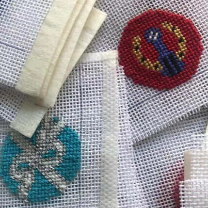 Blue Ribbon Needlepoint Ring