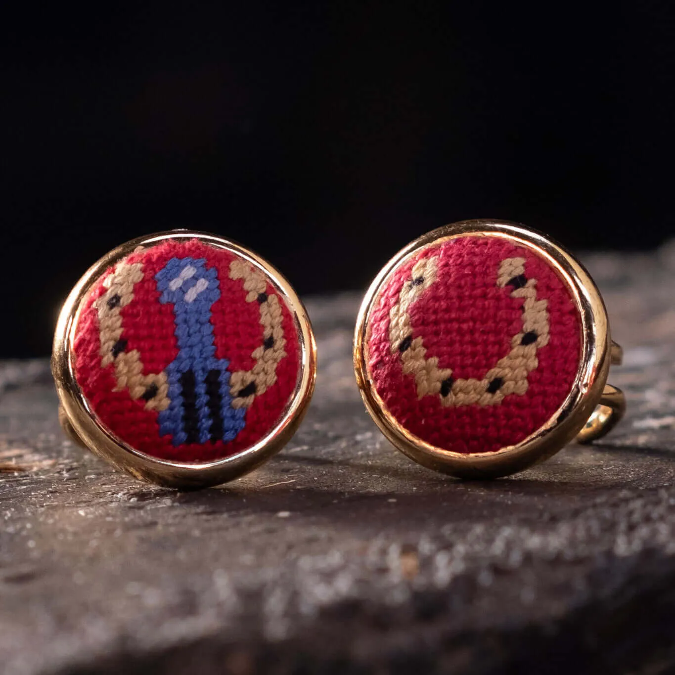 Blue Ribbon Needlepoint Ring