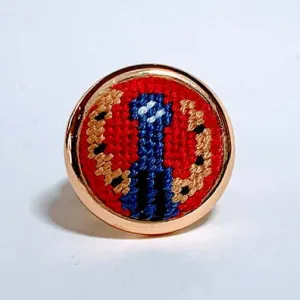 Blue Ribbon Needlepoint Ring