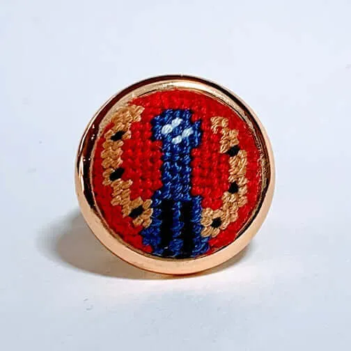 Blue Ribbon Needlepoint Ring