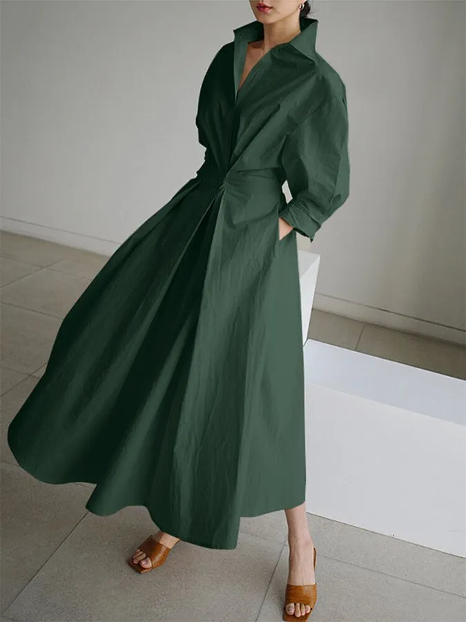 Brynn - Chic Polo Collar A-Line Swing Dress