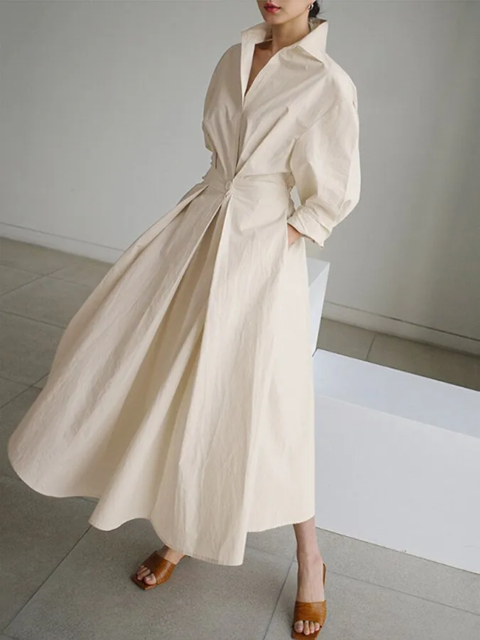 Brynn - Chic Polo Collar A-Line Swing Dress