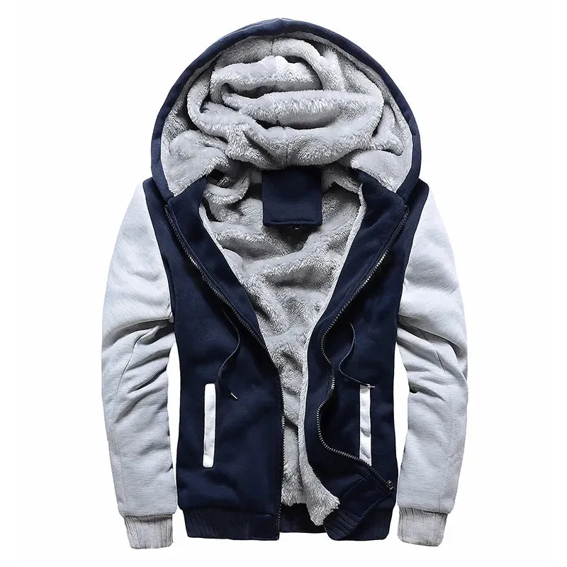 Camouflage Thicken Winter Jacket for Men - Fleece Lined Long Sleeve Coat with Hood, Streetwear Men's Coat