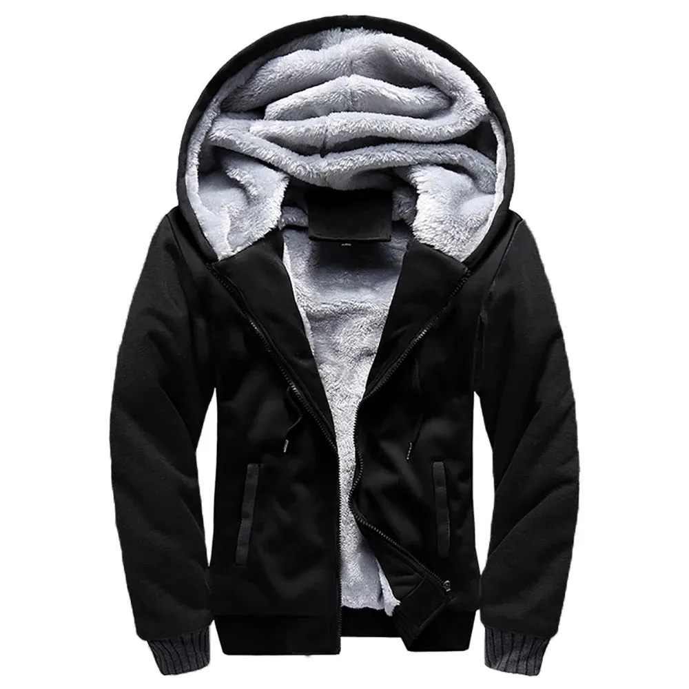 Camouflage Thicken Winter Jacket for Men - Fleece Lined Long Sleeve Coat with Hood, Streetwear Men's Coat