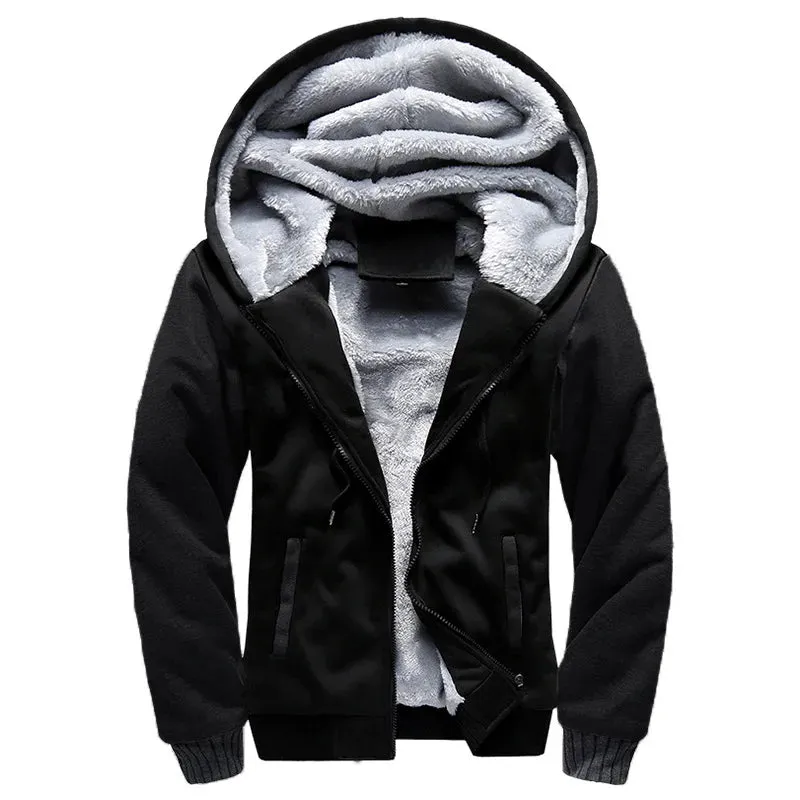Camouflage Thicken Winter Jacket for Men - Fleece Lined Long Sleeve Coat with Hood, Streetwear Men's Coat