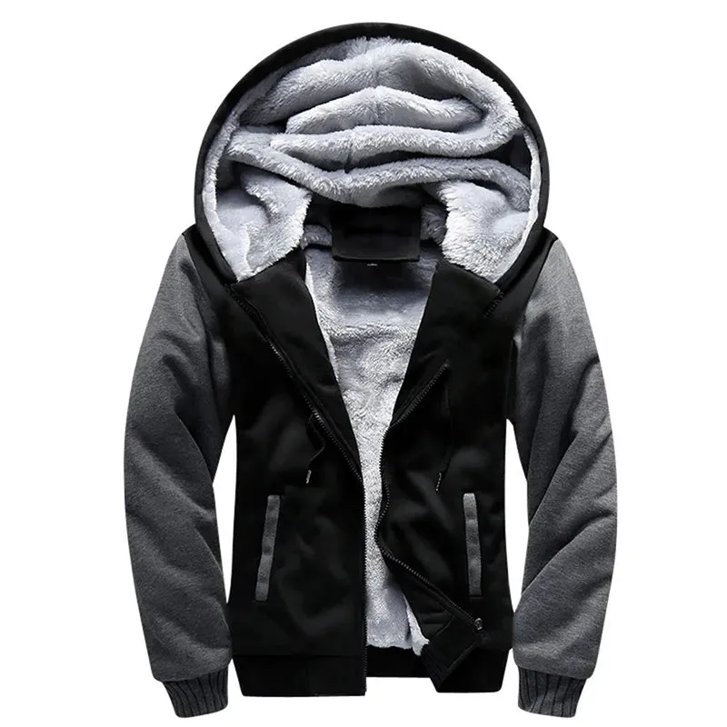 Camouflage Thicken Winter Jacket for Men - Fleece Lined Long Sleeve Coat with Hood, Streetwear Men's Coat