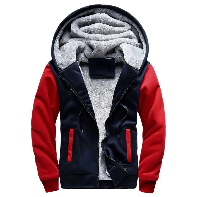 Camouflage Thicken Winter Jacket for Men - Fleece Lined Long Sleeve Coat with Hood, Streetwear Men's Coat