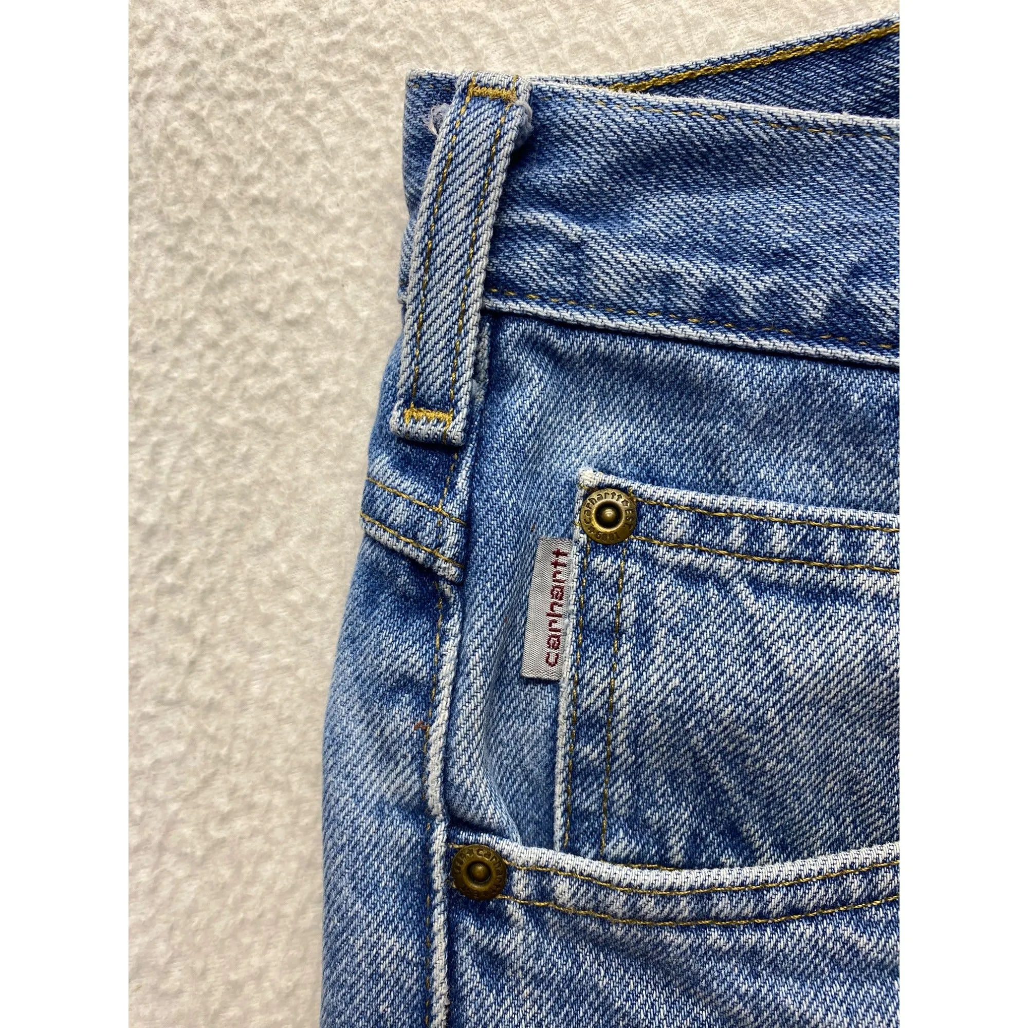 Carhartt Mens  Blue Denim Jeans With Paint Stains Relaxed Fit 28" Inseam #7207