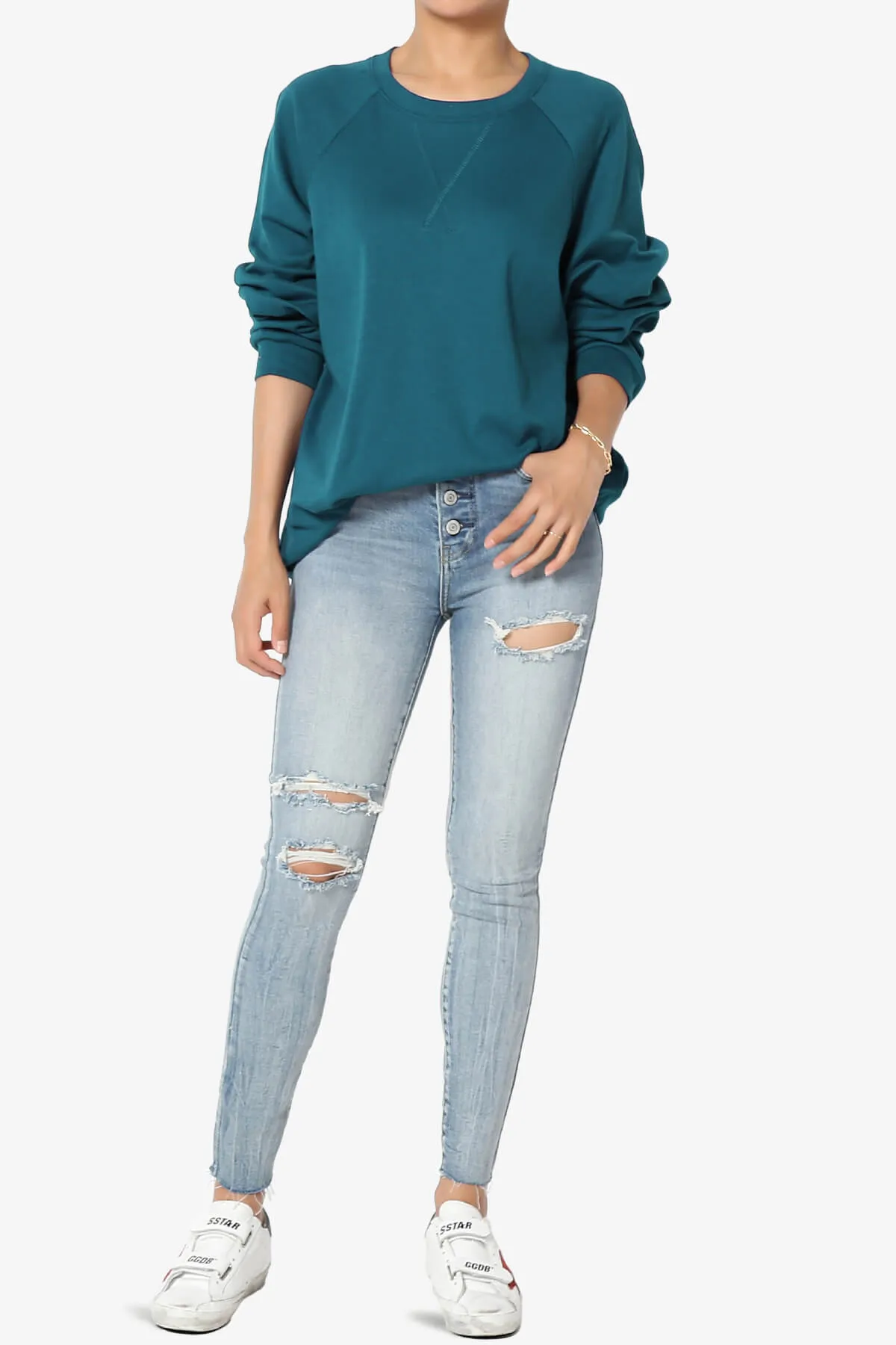 Carlene Cotton Raglan Sleeve Pullover Top MORE COLORS