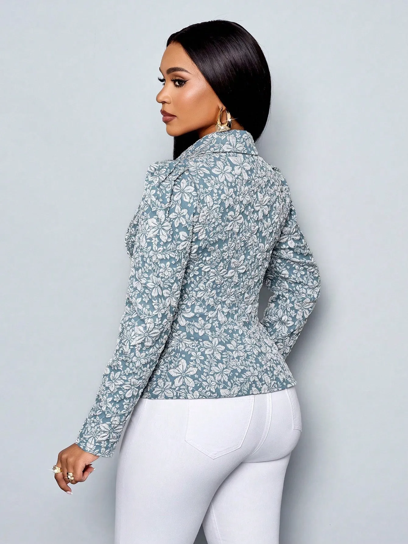 Chaqueta Blazer Elegante con Estampado Floral