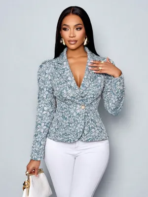 Chaqueta Blazer Elegante con Estampado Floral