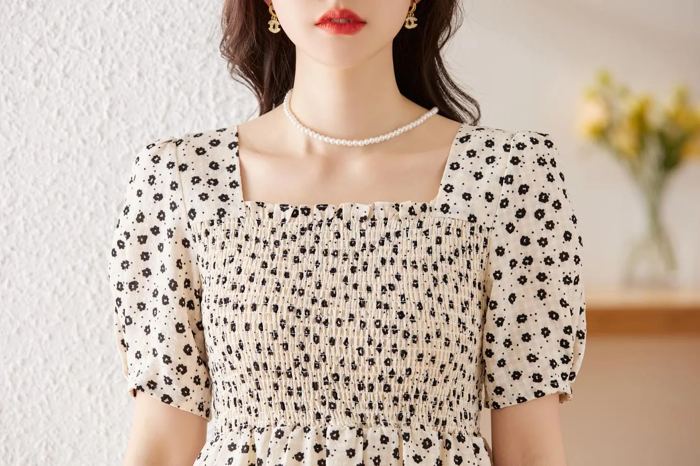 Chic A-line Dobby Dress for Women with Waist-Defining Style