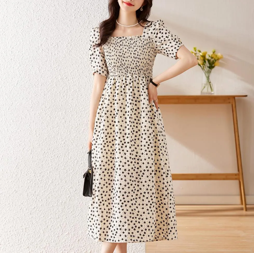 Chic A-line Dobby Dress for Women with Waist-Defining Style